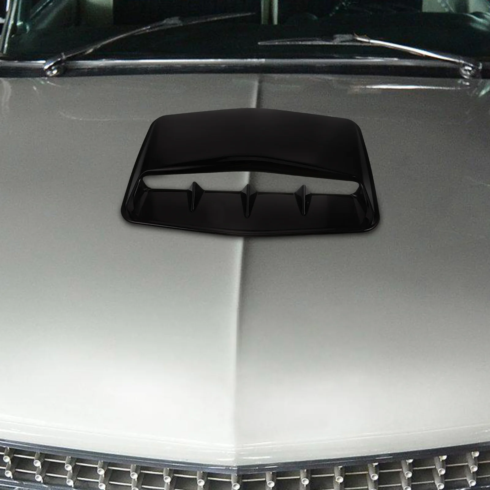 

Decorative Fake Air Vent Hood Scoop Car Exterior Accessory Black Color Stylish Engine Cover Intake Flow Plastic