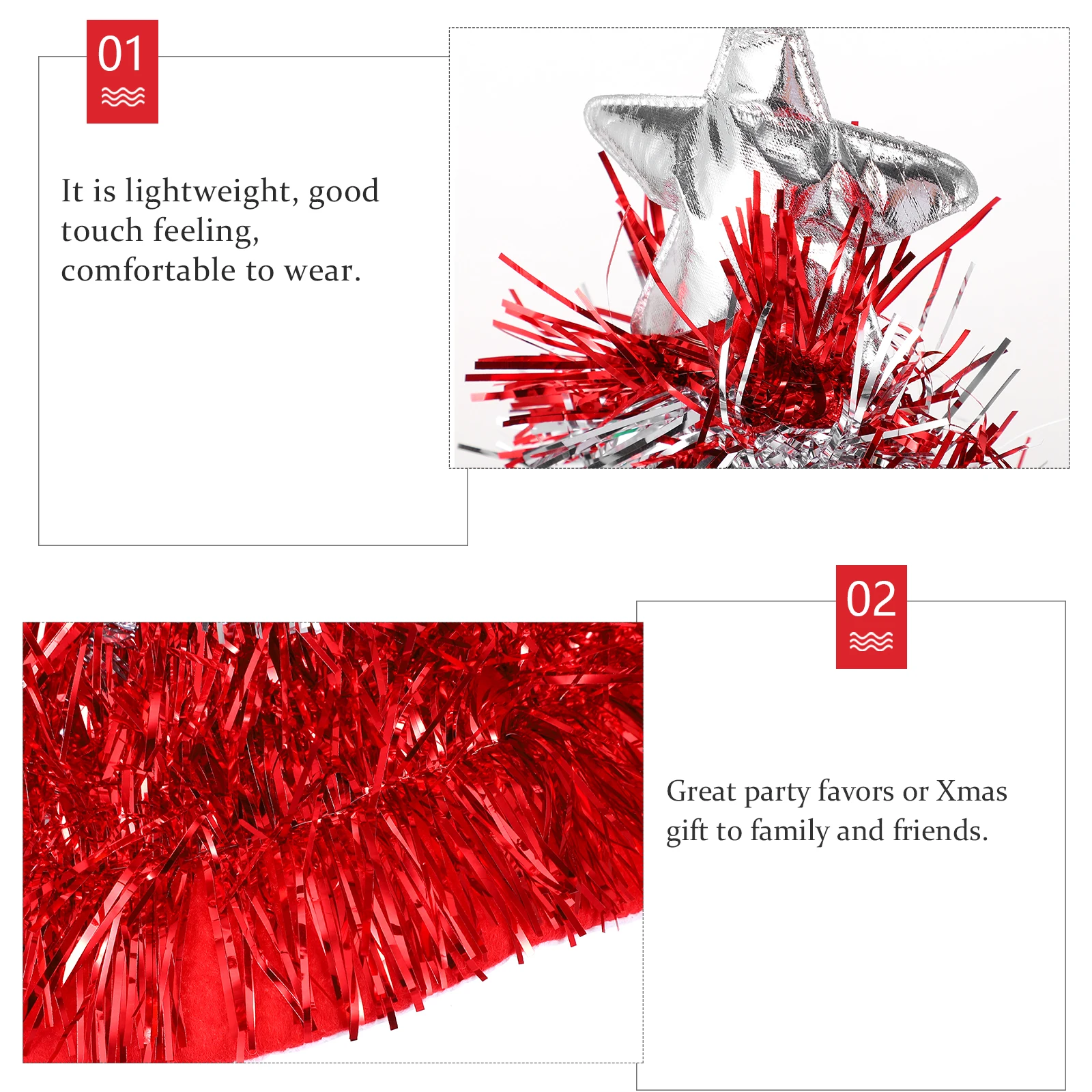 

1Pc Lighting Christmas Hat Nonwovens Aluminum Film Party Favors Xmas Gifts Texture One Size Fits All