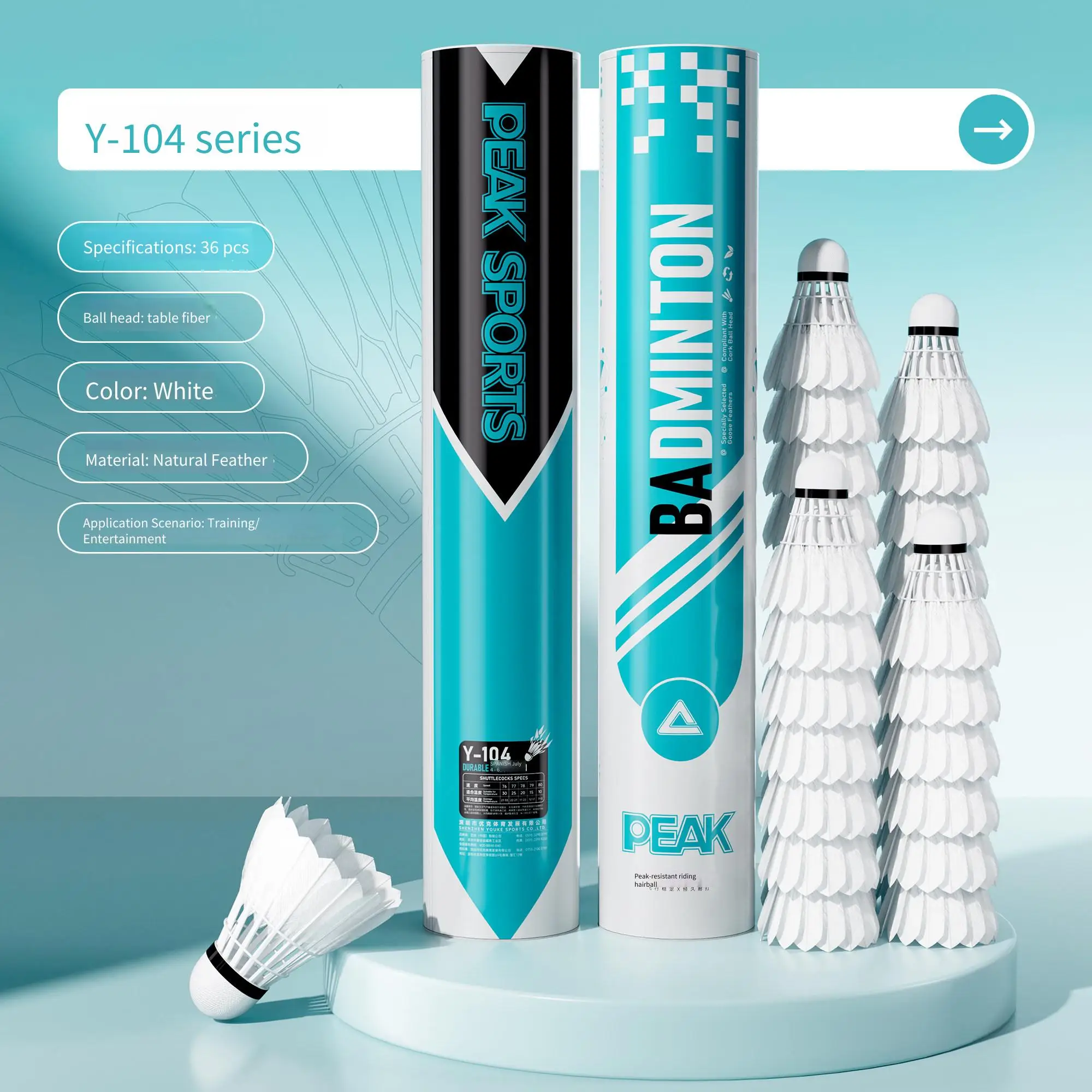 

PEAK Goose Feather Badminton Official Durable 12-pack Professional Game Stable Flight Sports 77 76 Speed Shuttlecock