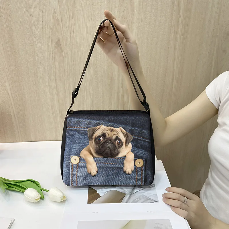 Funny Pocket Dog Shoulder Bags Pocket Pet Beagle Bulldog Dachshund Bichon Women Handbag Portable Storage Bag Messenger Bag Gift