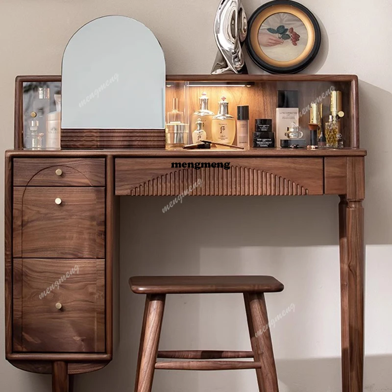 Wood Cheap Vanity Table Desk Chair Storage Drawers Cosmetics Women Dressing Table Modern Organizer