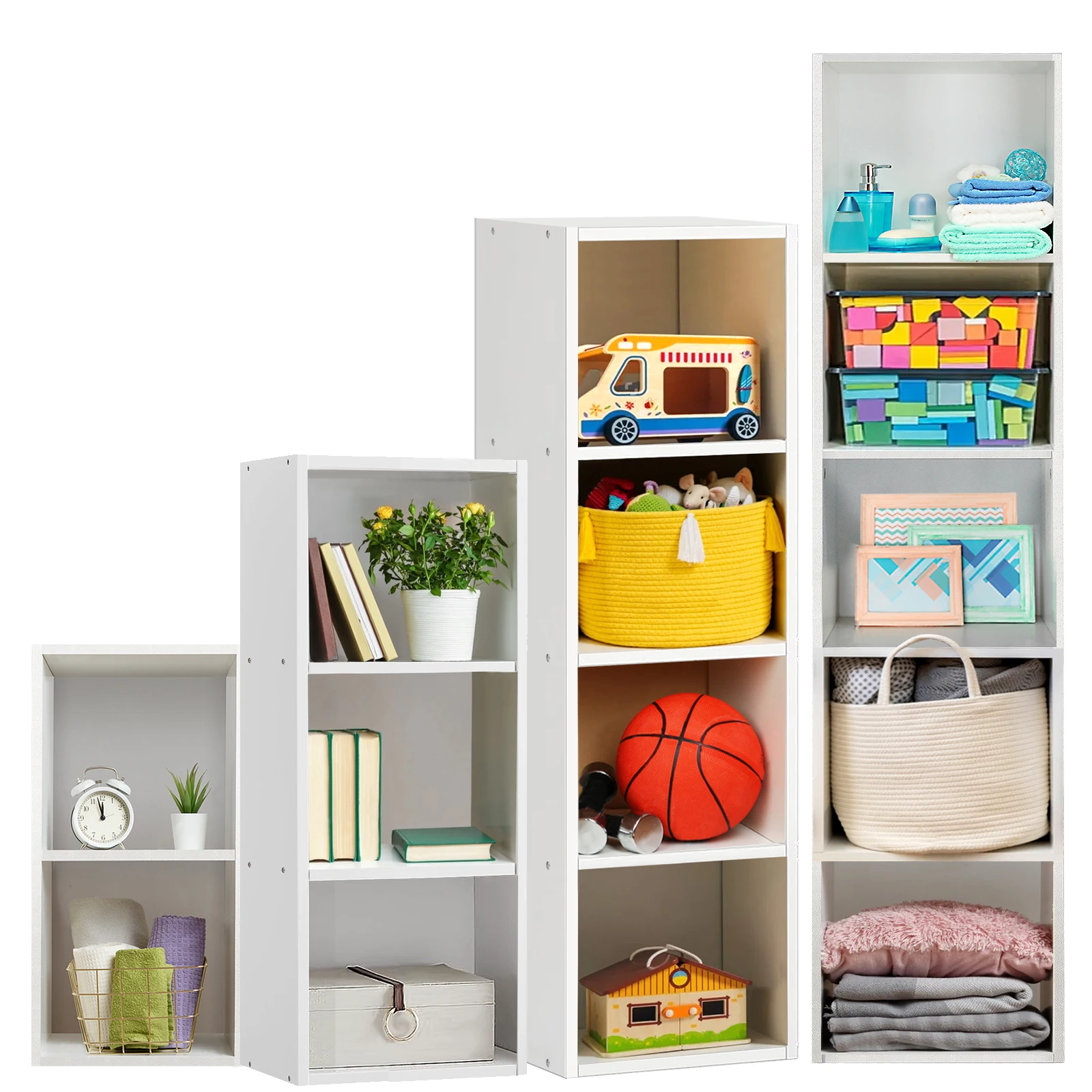 2/3/4/5 Cube Storage Unit, Cube Bookcase, Wooden Cube Organiser Shelving Unit Storage Shelves for Livingroom and Bathroom