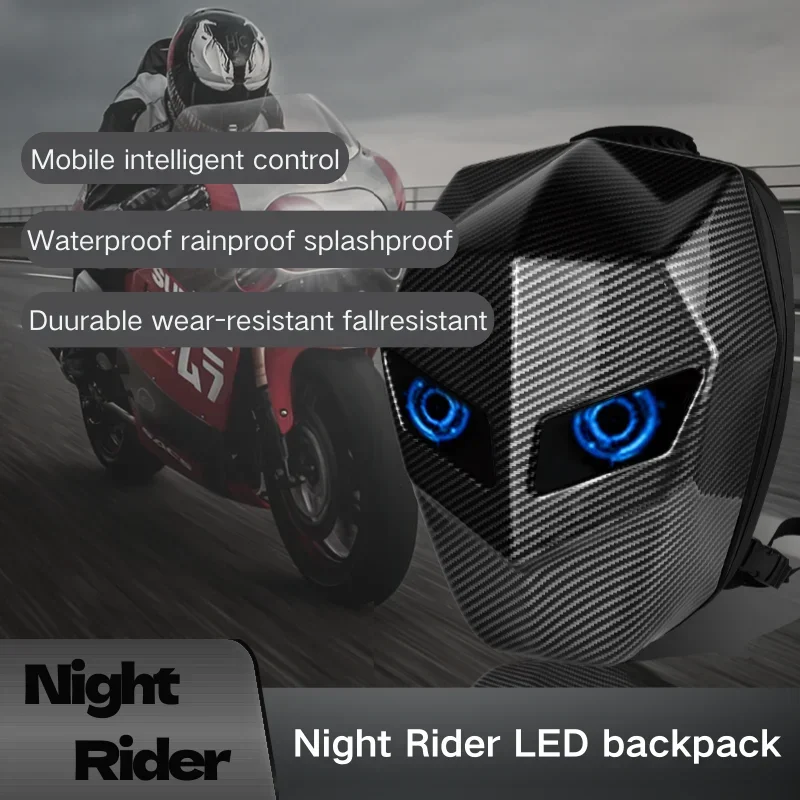 LED Eye The Dark Knight Durable Backpack Comforable Rainproof Carbon Fiber Motorcycle Helmet Waterproof Splashproof Laptops Bags