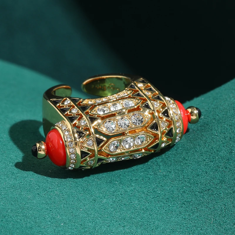 

Vintage Black Enamel Retro Rings Antique Gold Color Jewelry Charm Luxury Accessories Women Elegant Music Festival Art Deco
