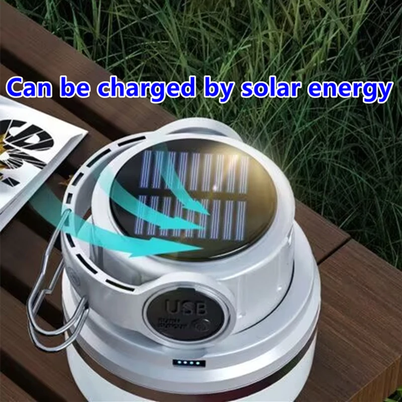 أضواء التخييم في الهواء الطلق ليلة مصباح معلق بارك عالية الطاقة فانوس التخييم الخيام مصباح 6000mah الطاقة الشمسية قابلة للشحن المحمولة