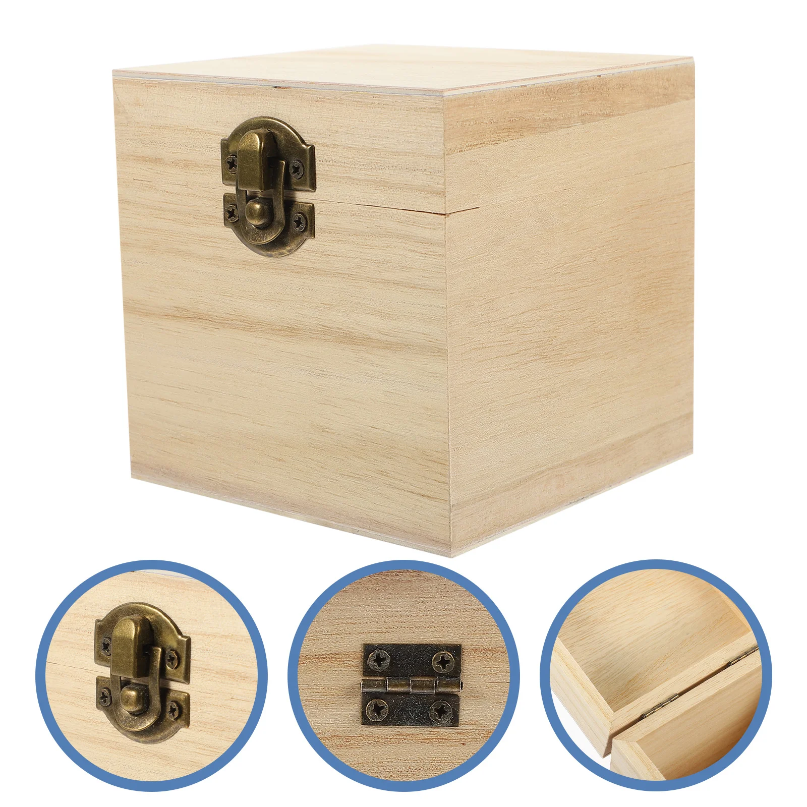 4 Pcs Large Storage Bins Wooden Gift Box Locker Square Boxes Ornament for Gifts