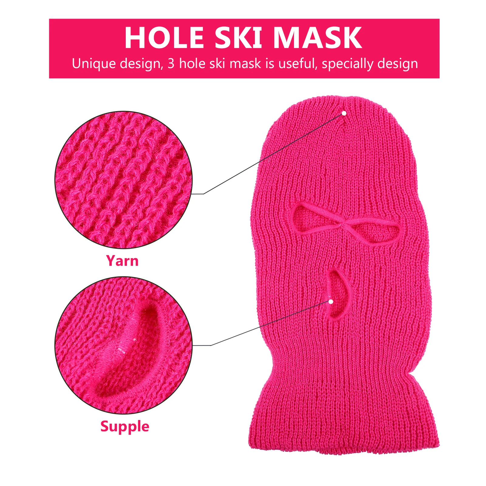 

Head Warmer Windproof Mask Thermal Ski Face Winter Knitted Headgear with Three Holes Yarn Masks for Men Man