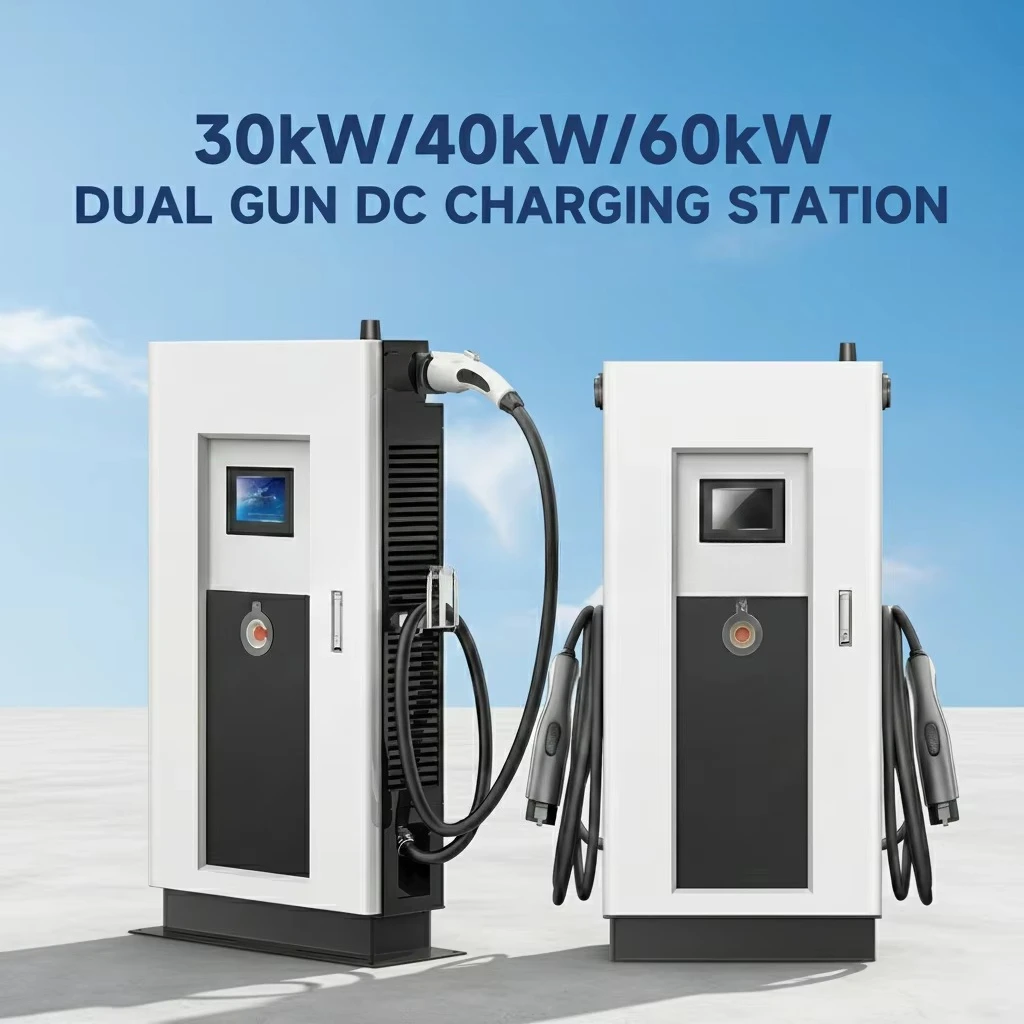 30kW 40kW 60kW Floor Mounted EV Charger with POS Support for Commercial Public Parking Dual CCS DC Rapid EV Charging Station