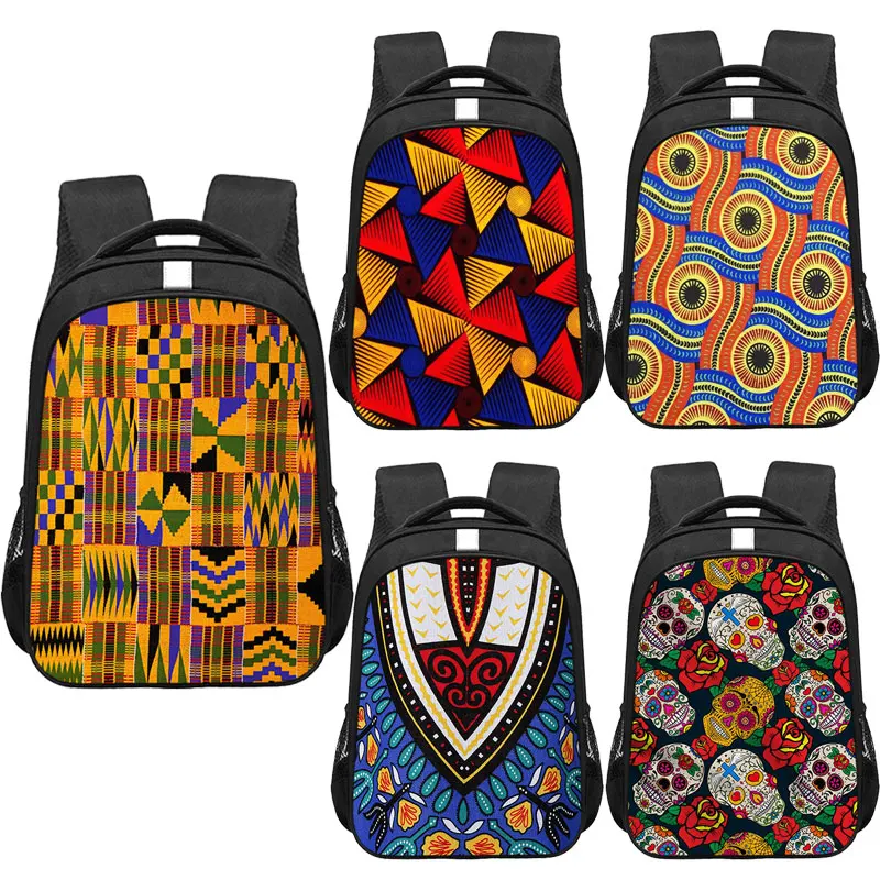

African Traditional Printing School Backpacks for Girls Primary Satchel Schoolbag Students Book Bag Woman Travel Beautiful Bag A