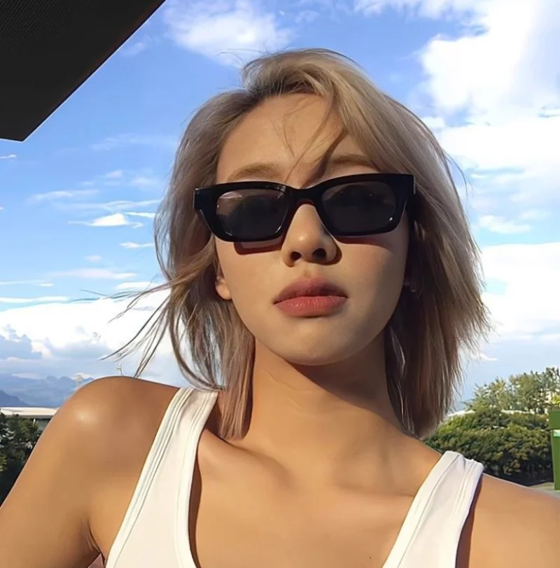 New Women Rectangle Vintage Sunglasses Brand Designer Retro Points Sun Glasses Female Lady Eyeglass Cat Eye Driver Goggles