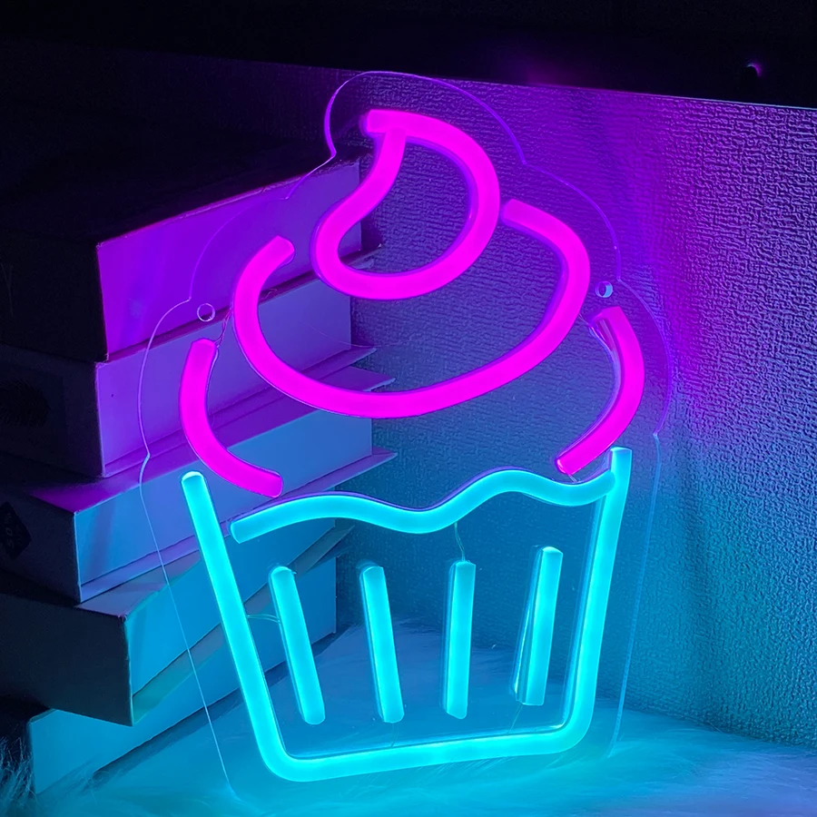 Ice Cream Neon Sign -  LED Light for Ice Cream Shop Wall Decor, USB Powered, Ideal for Business Dessert Store, Bar, Party
