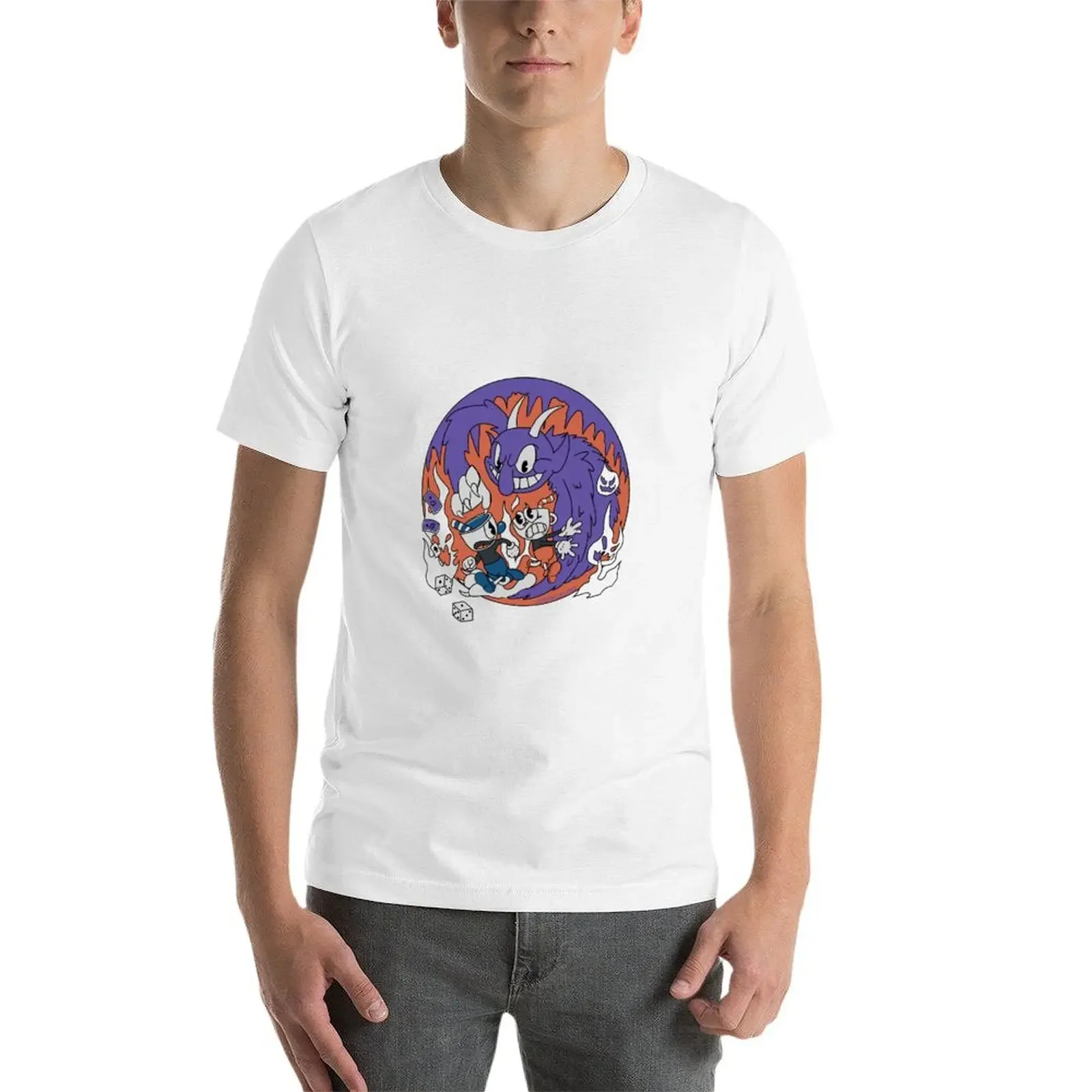 Cuphead T-Shirt ästhetische Kleidung erhabene schlichte T-Shirts Männer