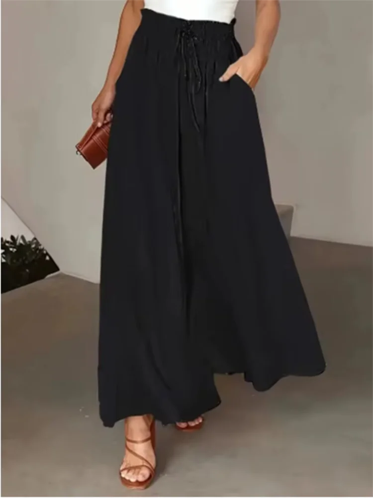 جيب عادية المرأة السراويل الطويلة الدانتيل يصل المطبوعة المرأة بنطال ذو قصة أرجل واسعة المألوف شارع العليا البوهيمي نمط الصيف Daks #4