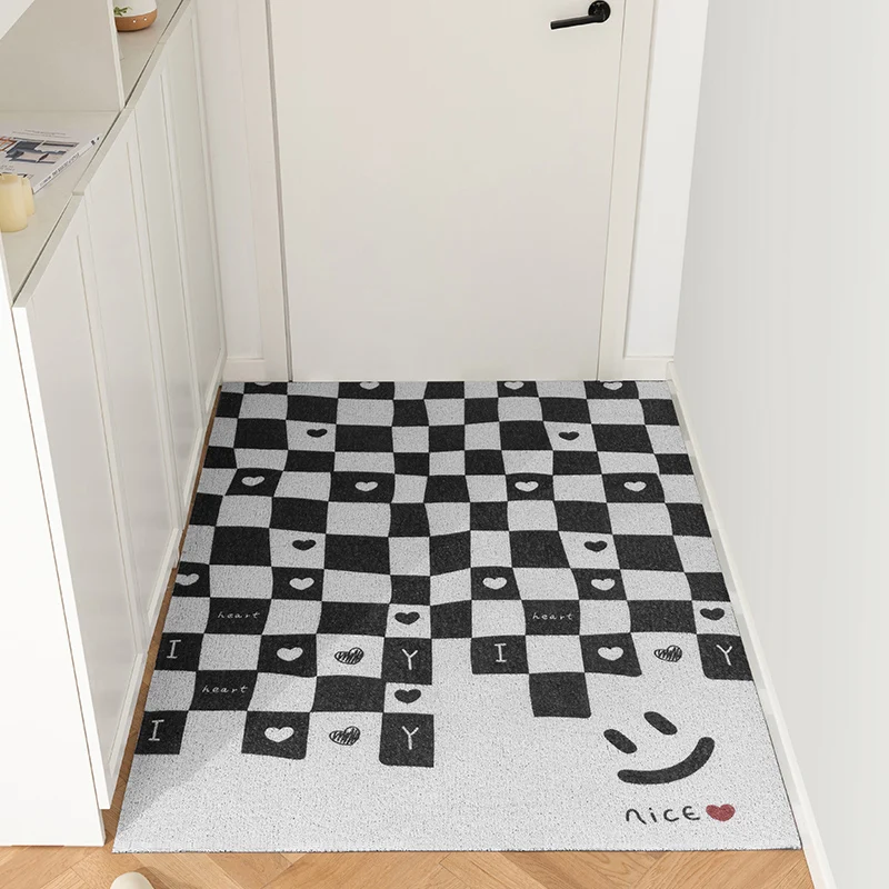 

Checkered Plaid Doormat,Non Slip Washable,Black White Rug, Indoor Outdoor Mat,Entrance Bathroom Floor Mats,Christmas Home Carpet