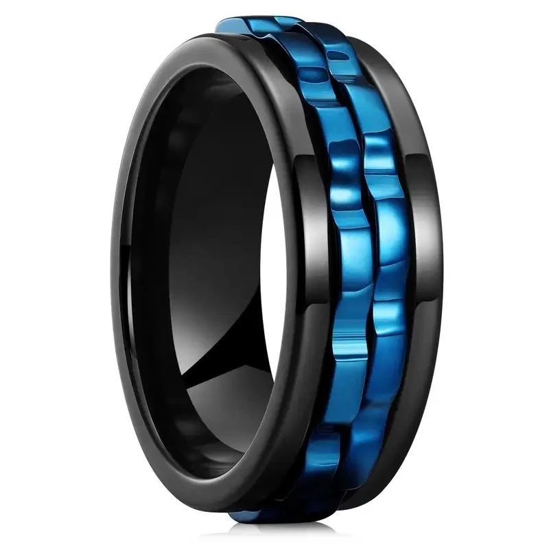 Stainless Steel Gear Rotating Anti Stress Ring Men Anxiety Relife Spinning Joint Ring Fidget Spinner Free Shipping Bague Homme