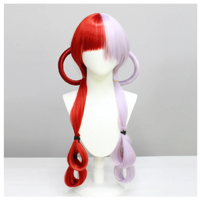 Anime FILM RED UTA Cosplay Perruque pour Femme, Cheveux Longs, Moitié Rouge et Violet, Cheveux Synthétiques, Halloween Party Perruques, 95cm