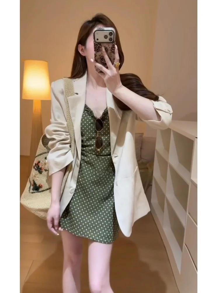 Fashionable Light Colored Women's Suit Jacket Loose Commute Style Spring Autumn New Arrival Versatile Casual Polyester Fiber