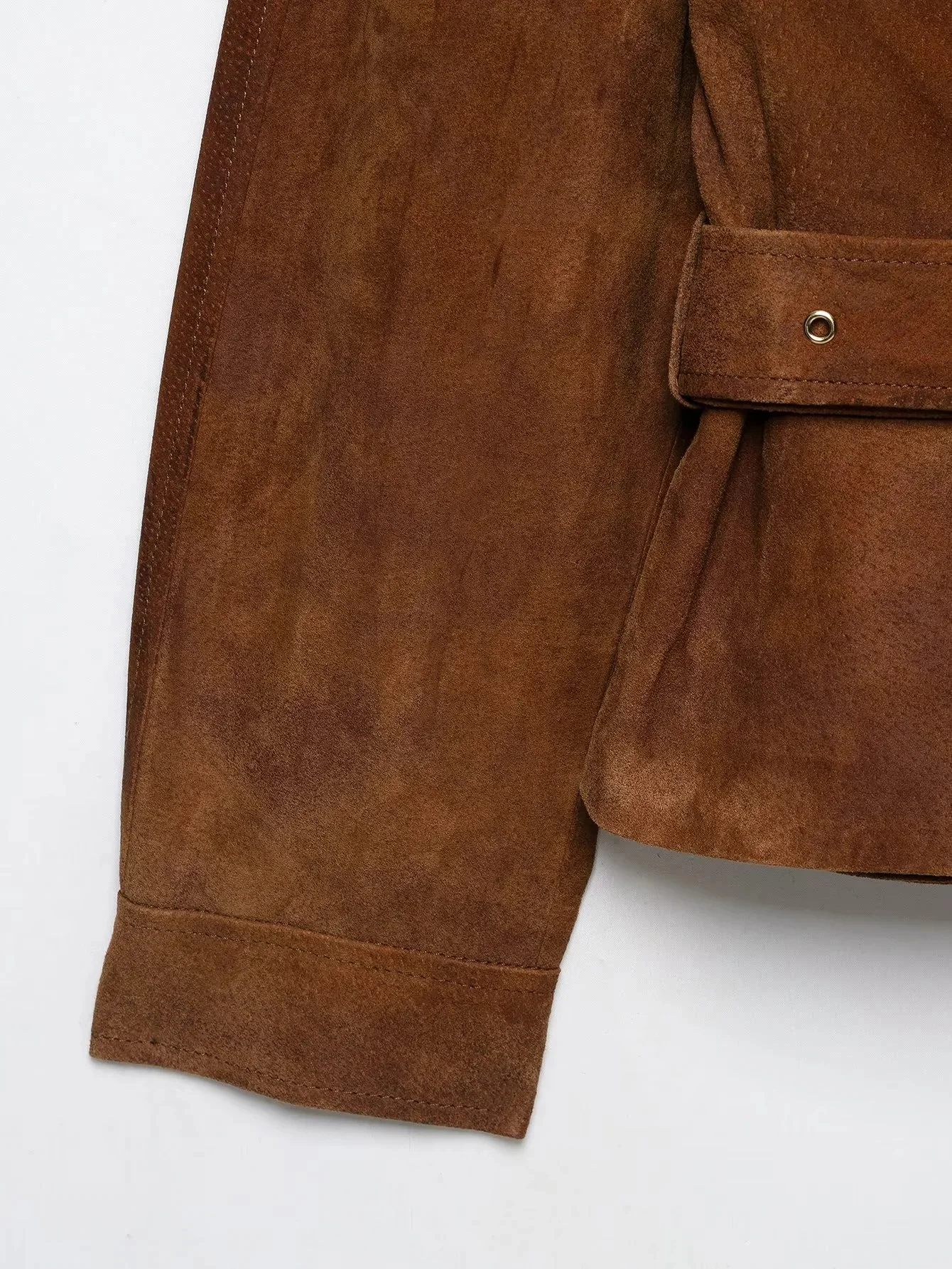KONDALA Vintage Casual Damen Wildlederjacke mit Knöpfen, Gürtel und Taschen, Modische Jacke für Herbst/Winter 2026, Streetwear, Bürojacke für Damen – Detail 5