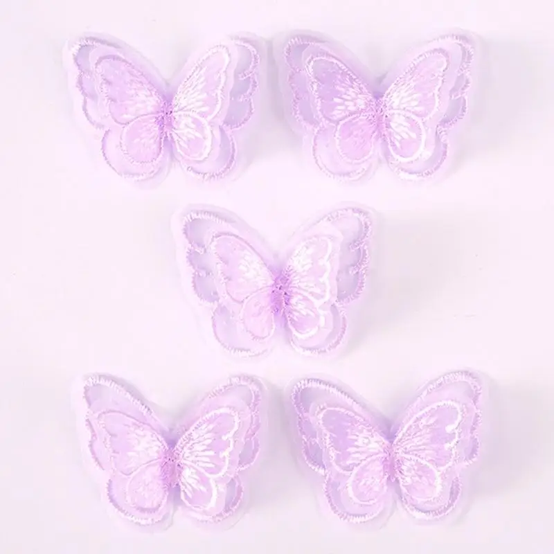 652f 10pcs 이중 레이어 나비 바느질 패치 신부 드레스 자수 아플리케