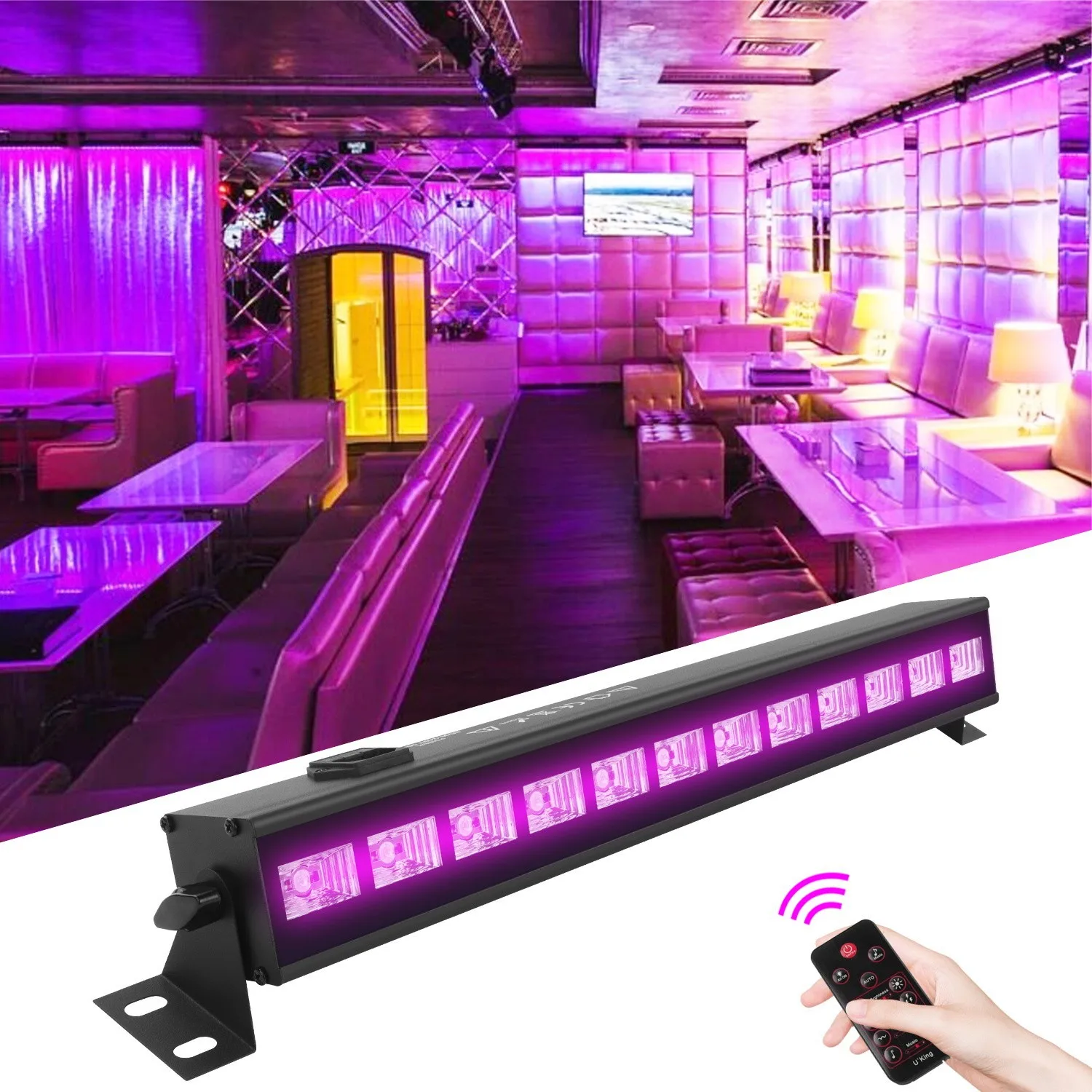 36W LED UV Wall Washer Light Remote Control Purple Dyeing Decoration Strip Lights Halloween Party Bar DJ Disco Stage Lighting