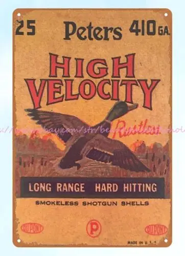 Peters High Velocity Flying Duck firearm ammunition metal tin sign bar signs