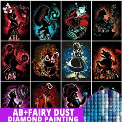 AB Fairy Dust Black Silhouette Diamond Painting Disney 5D Cinderella Princess Elsa Full Square Round Drill Mosaic Cartoon Decor