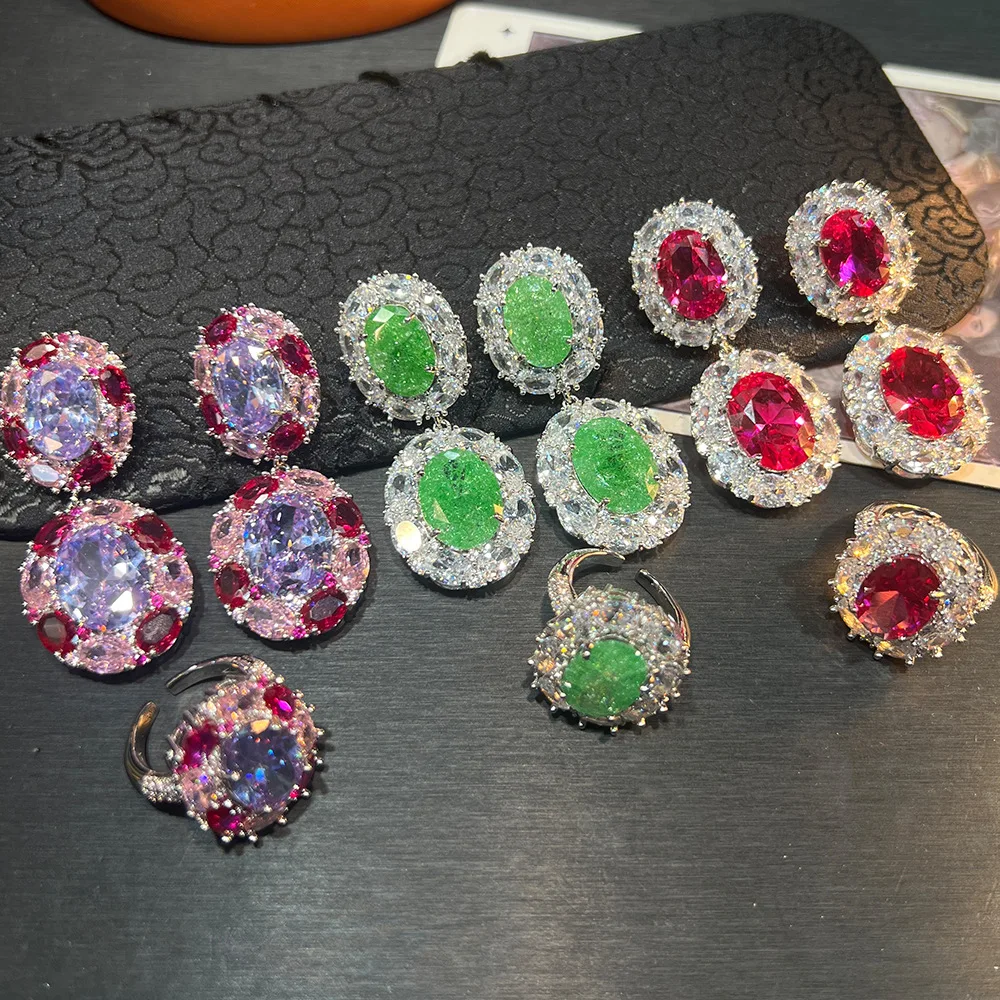 

Women Paraipa Zircon Fashion Gemstone Earrings Opening Ring 2025