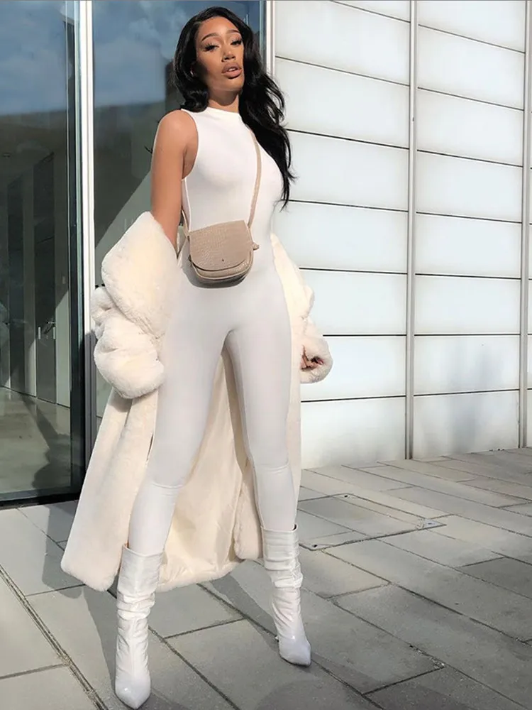 kliou Pencil Jumpsuit Women Full Seasons Casual Fitness Sporty Playsuit Sleeveless Slim Activewear All In One Jumpsuit Clothing