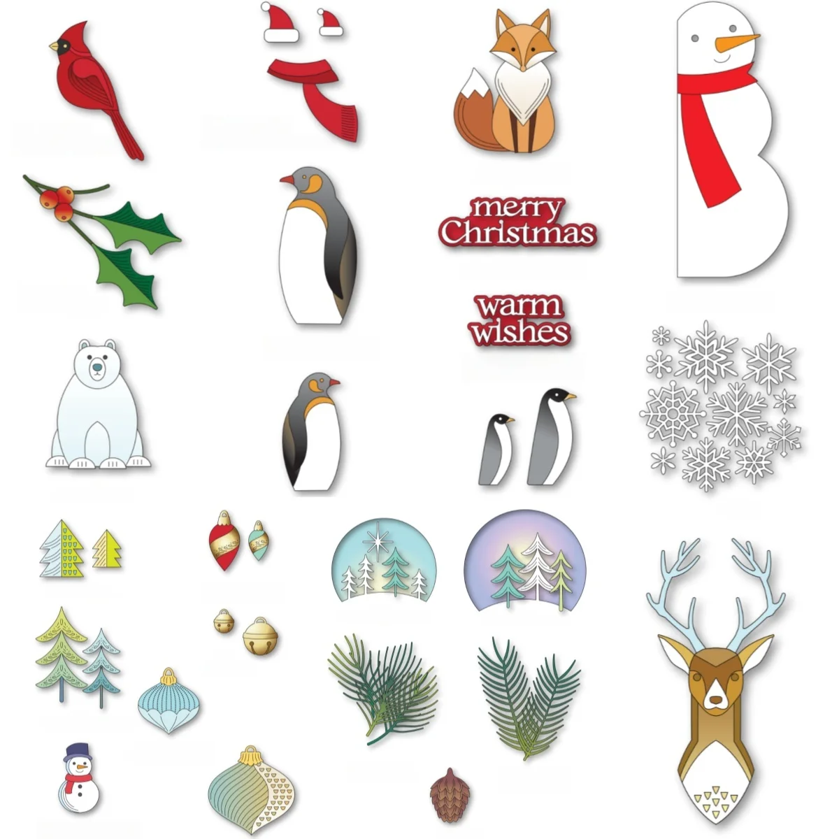 Winter Pinecone Snowflakes Christmas Penguin Deer Metal Cutting Dies for DIY Making Card Scrapbook Embossed Paper Album Craft