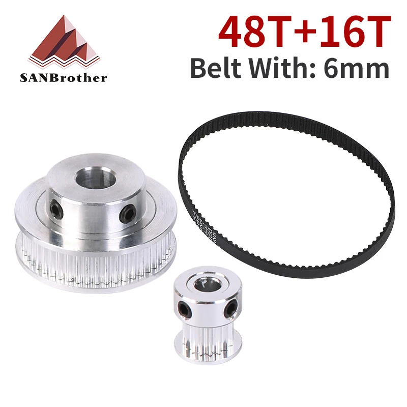 Timing Belt Pulley GT2 48teeth 16teeth Reduction 3:1/1:3 Kit 3D Printer Accessories Belt Width 6mm Bore 3.17/4/5/6.35/8/10mm