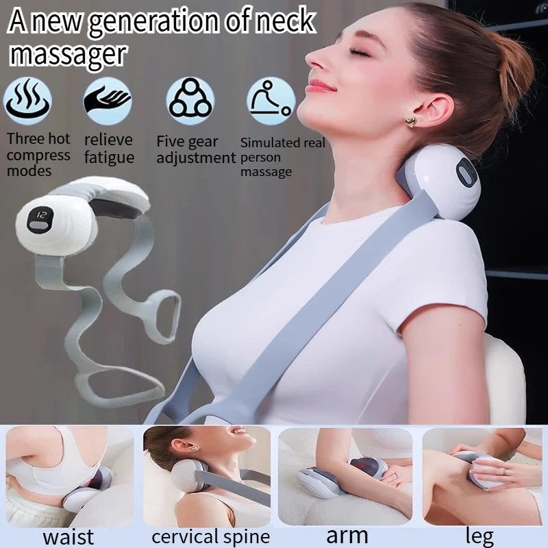 

Multi functional kneading massage device,5 modes,3-level hot compress for neck,shoulders,waist,legs,deep relaxation and relief