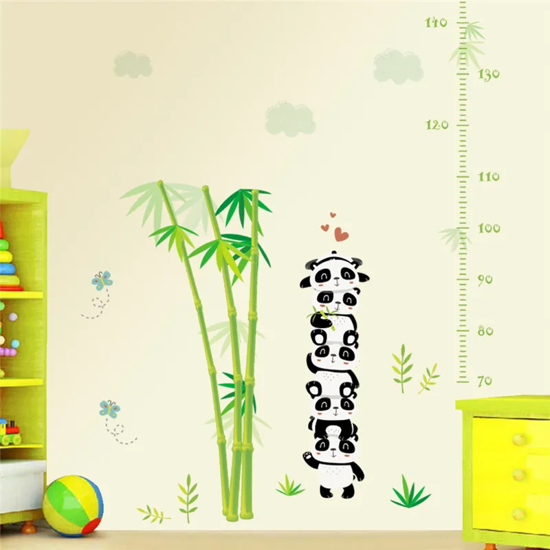Grow With Cute Baby Panda Height Measure Wall Sticker For Kids Room Decoration Cartoon Animal Mural Art Diy Nursery Home Decal