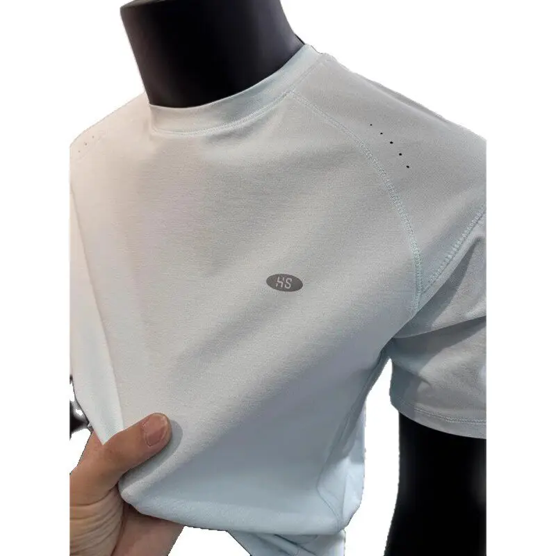 Quick Dry T-Shirt round Neck Short Sleeve Men's Dragon Scale Thin American Sports Fitness Top Base Layer Summer Youth Fashion