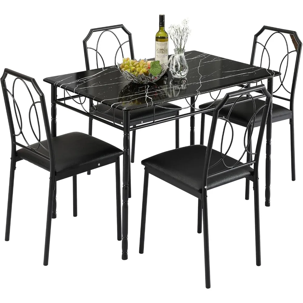 

5 Pieces Sets,43.3" Table&chairs for 4,Industrial Counter Height Tabletop with Bar Stools, Rectangle Breakfast Chairs