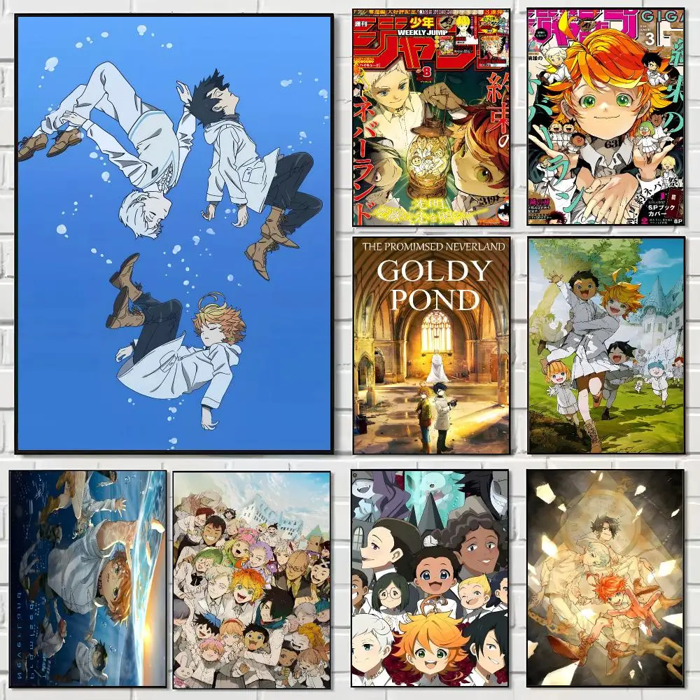 Japanese Anime T-The Promised Neverland Poster Pegatina artistica HD autoadhesiva impermeable para salon dormitorio