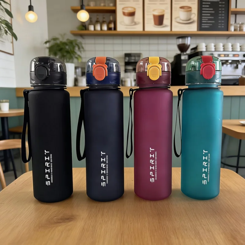 650Ml Aesthetic Frosted Sports Water Bottle Button Lid Direct Drinking Cup with Handle Portable Large Capacity Leak-Proof Cup S3933edde17e74301a427de05d73ac0349