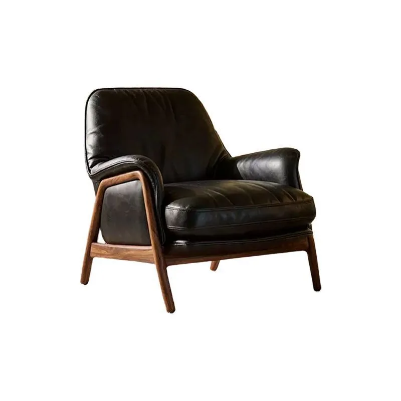 Home Living Room Bedroom Study Light Luxury Retro Leather Art Sofa Chair Backrest Armchair