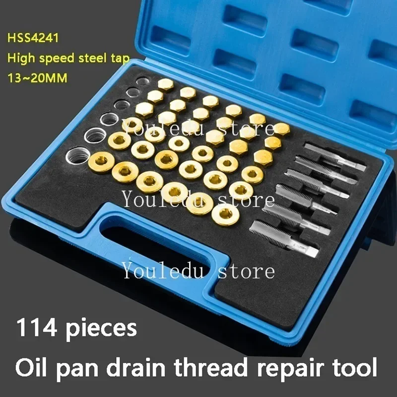 114 Pieces Car Oil Pan Oil Release Screw Slip Thread Repair Special Tool