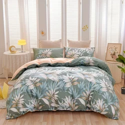 3pcs Duvet Covers Size Green Palm Leaf Fern Plant Hawaiian Plant Farmhouse Botanical Bedding Set Soft pillowcases*2