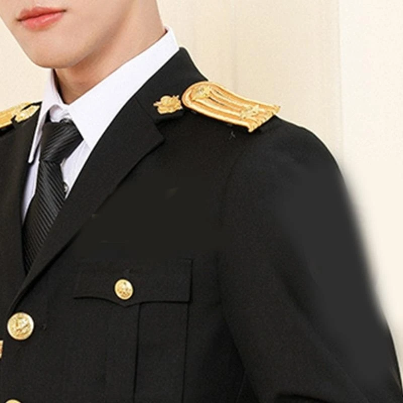 Captain Golden Epaulettes for Uniforms Security Guards Costumes Easy Attach Accessories Embroidered Epaulettes