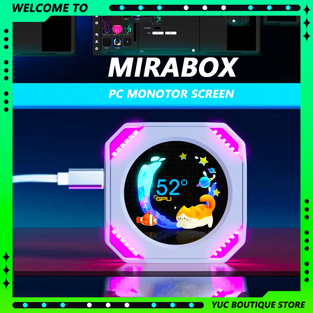 Mirabox Dr21 PC Secondary Screen Monitor Water-Cooled Screen Customized 2.1-Inch Computer Kits Accessories Synchronous Display