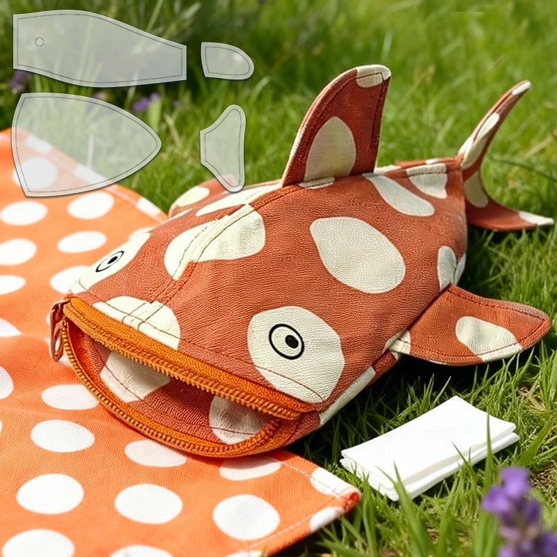 YOMDID 4pcs Adorable Shark Pencil Case Sewing Template DIY Shark Mouth Zipper Pouch Quilting Template Transparent Craft stencil view 4