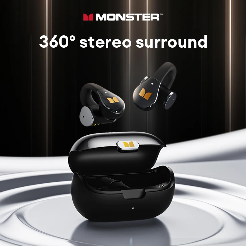 Choice Monster MQT60 OWS Bluetooth V5.4 Earphones Sensitive Touch Control Ear-clip Earbuds Large Battery Capacity Headphones