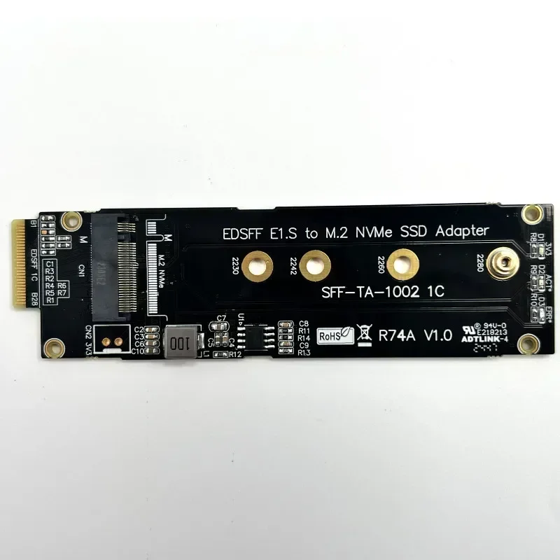 ADT-Link PCIe x4 5.0 NVMe Extension Riser Card M.2 SSD to EDSFF 4C+ E1.S Adapter For M.2 NGFF Key M (2230) 22mm x 80mm NVMe Card