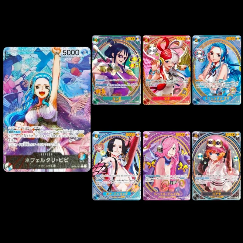 One Piece Nefertari Vivi OP04-001 Game Collection Card 63x88mm Thick Flash Glare Craft Boa Hancock Vinsmoke Reiju Anime Card Toy