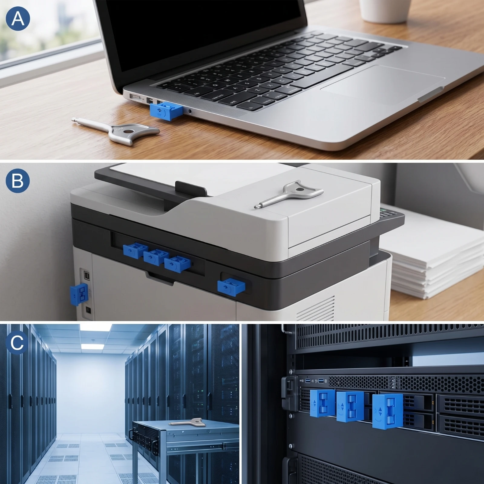 10 Pieces USB Port Blocker with Key Slim USB Port Lock Plug Compact Sturdy for Workstations, Laptops