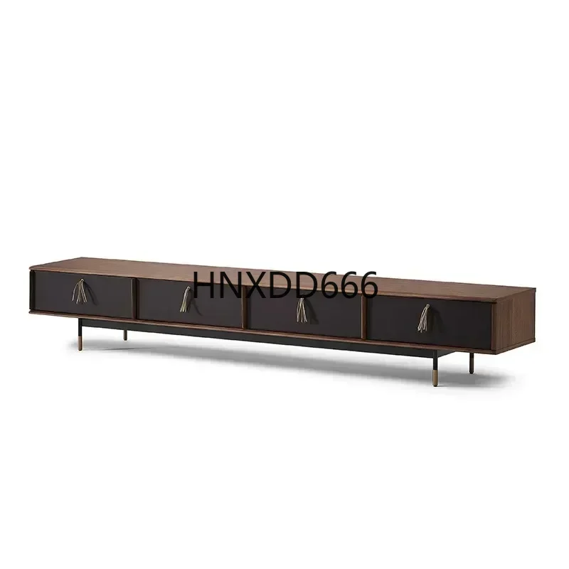 

Italian Minimalist Solid Wood TV Cabinet Living Room Silent Wind Walnut Audiovisual Cabinet