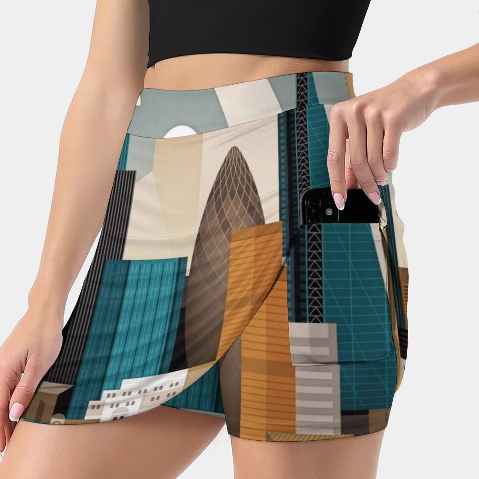 

City Of London Women's skirt Mini Skirts A Line Skirt With Hide Pocket London City Cityscape Skyline Abstract Architecture