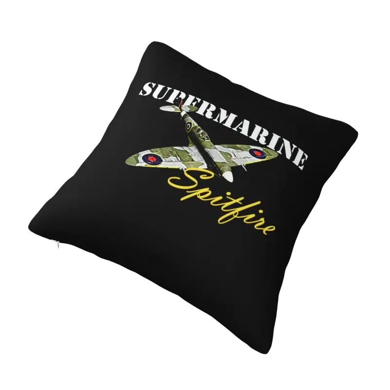 Custom Supermarine Spitfires Raf Pillow Case 45x45cm Fighter Plane WW2 War Pilot Aircraft Airplane Cushions Cover Square