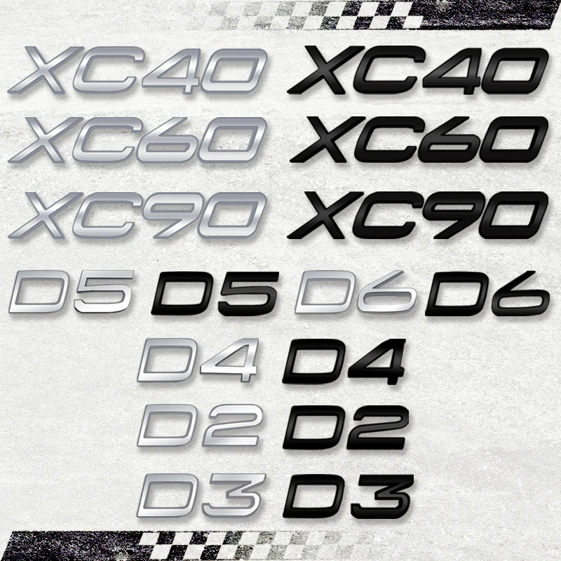 3D Car Sticker AWD D2 D3 D4 D5 D6 D8 Displacement Emblem Metal Rear Badge Decal For Volvo XC90 XC60 XC40 Accessories